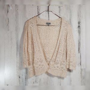 JM COLLECTION short length open-knit cardigan